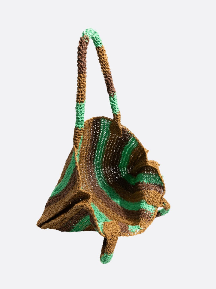 Straw tote bag with stripes