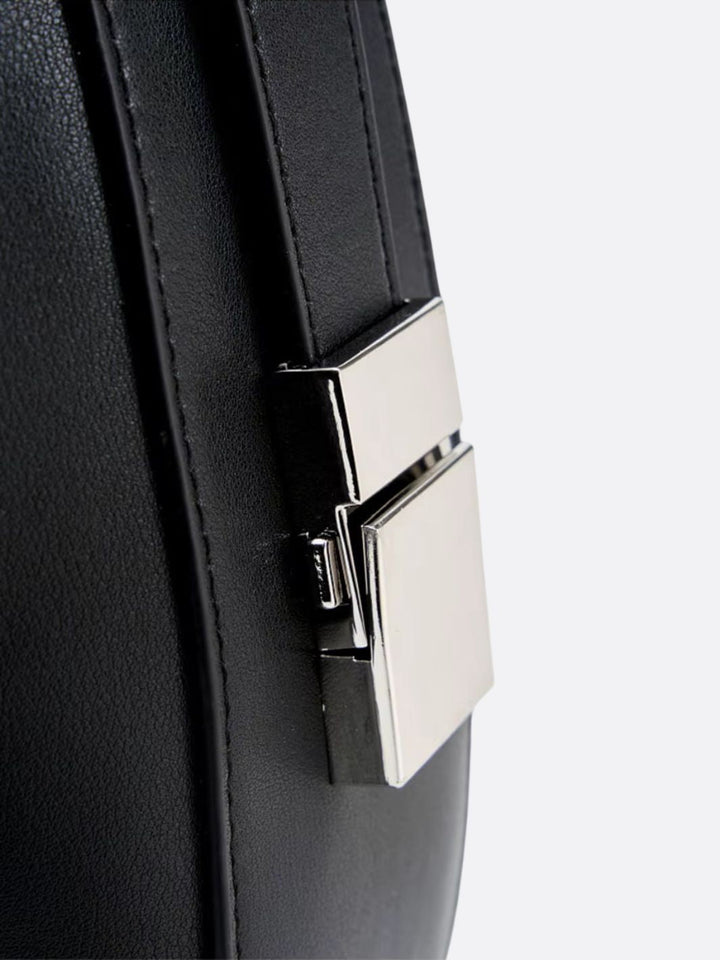 Large half-moon leather bag