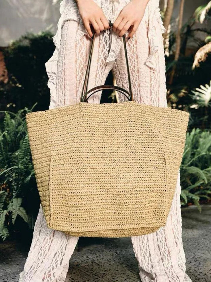 sac cabas raphia et cuir