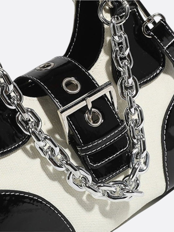 Canvas and leather shoulder bag