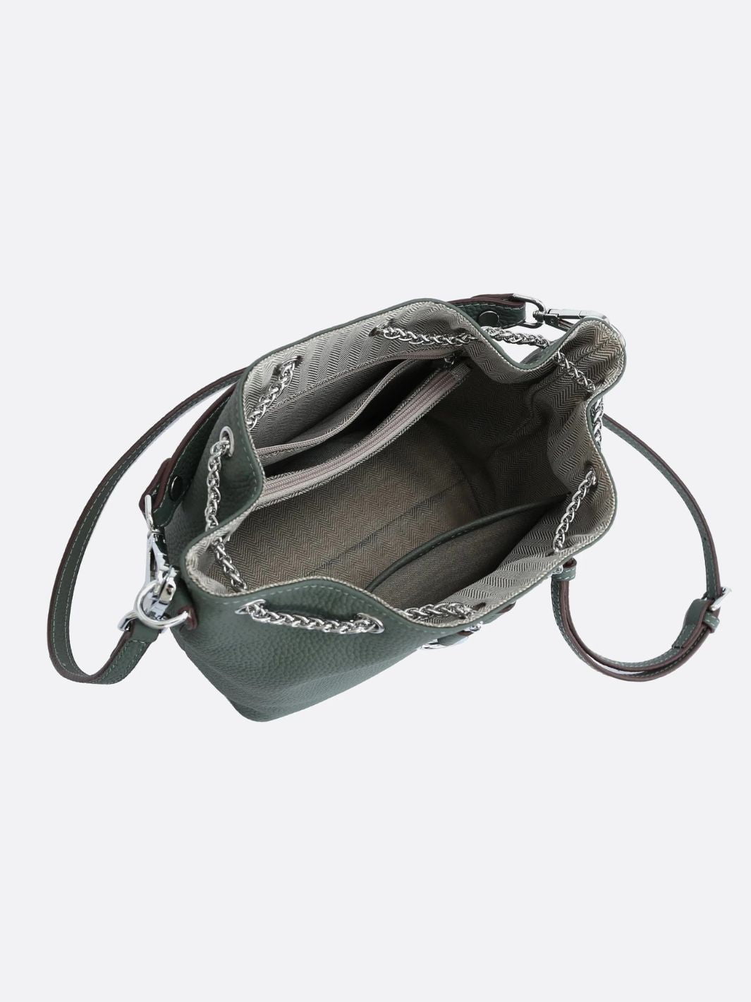 Grained leather bucket bag